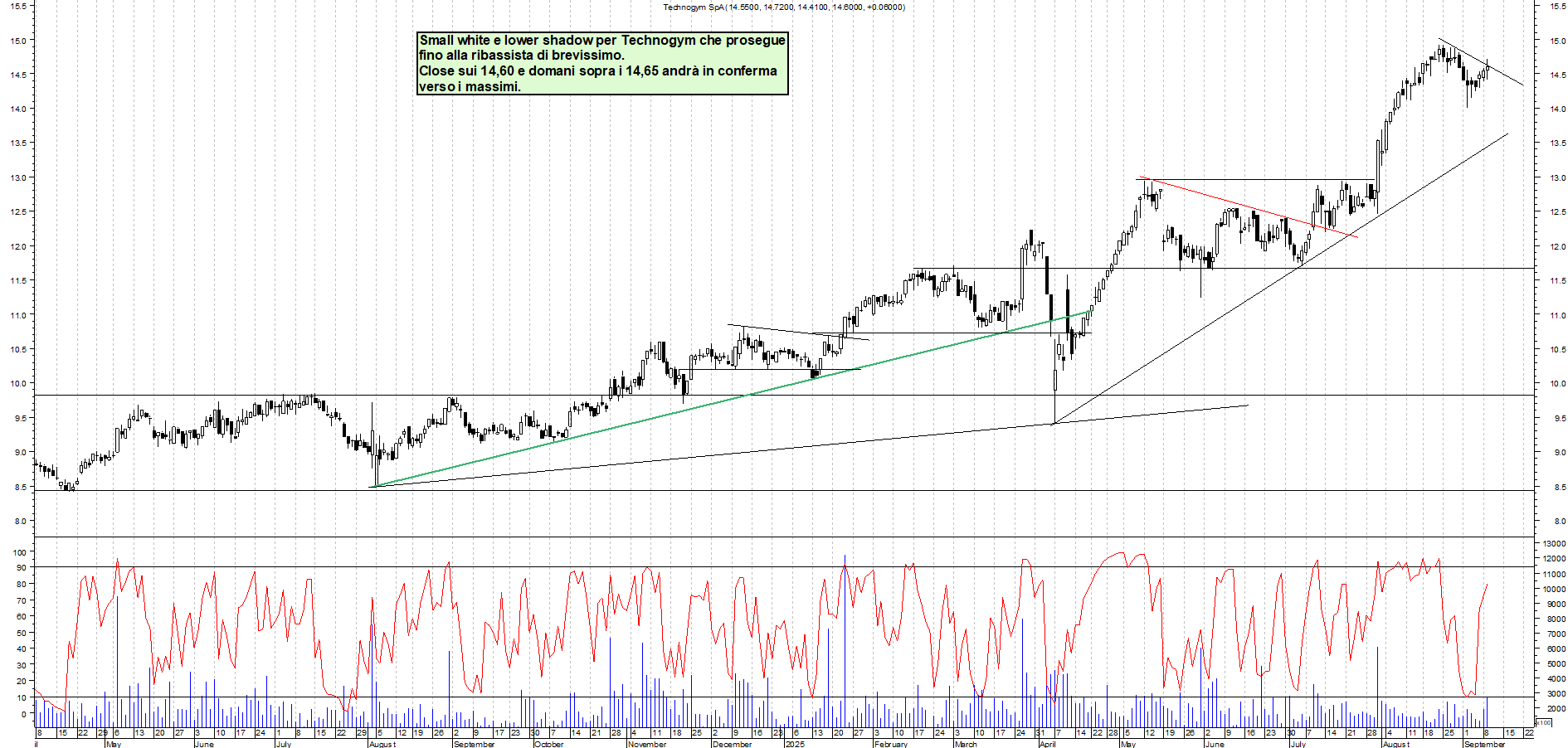 Grafico TECHNOGYM - 09/09/2025, 18:03